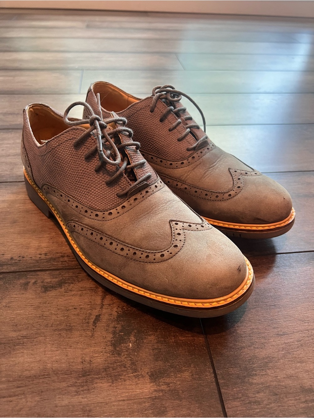Cole Haan Great Jones Wingtip Oxfords Grey Suede Men’s 8 Dress Shoes